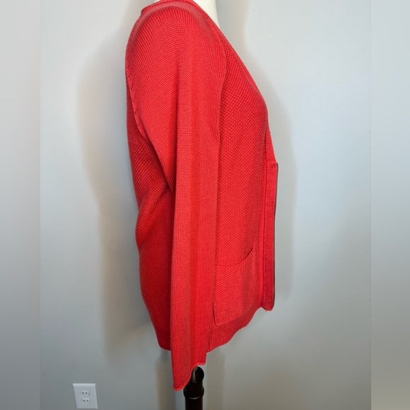 Sz S J Jill full zip front knit sweater red pockets long sleeve - Picture 4 of 8